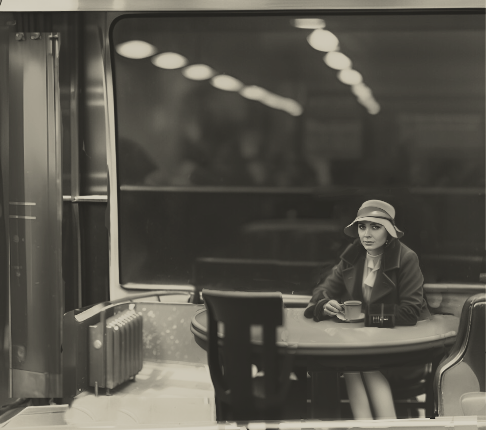 Woman in automat (photo) copy